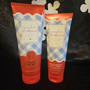 Bath & Body Works Gingham All-American Body Wash and Cream - Red and Blue